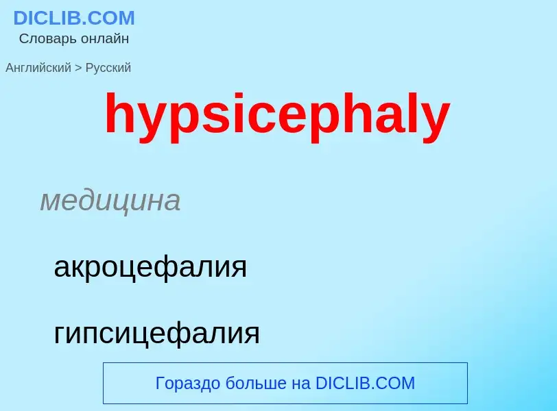 ¿Cómo se dice hypsicephaly en Ruso? Traducción de &#39hypsicephaly&#39 al Ruso