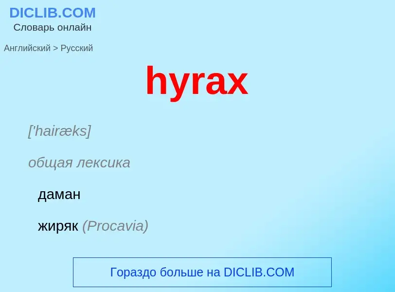 Как переводится hyrax на Русский язык