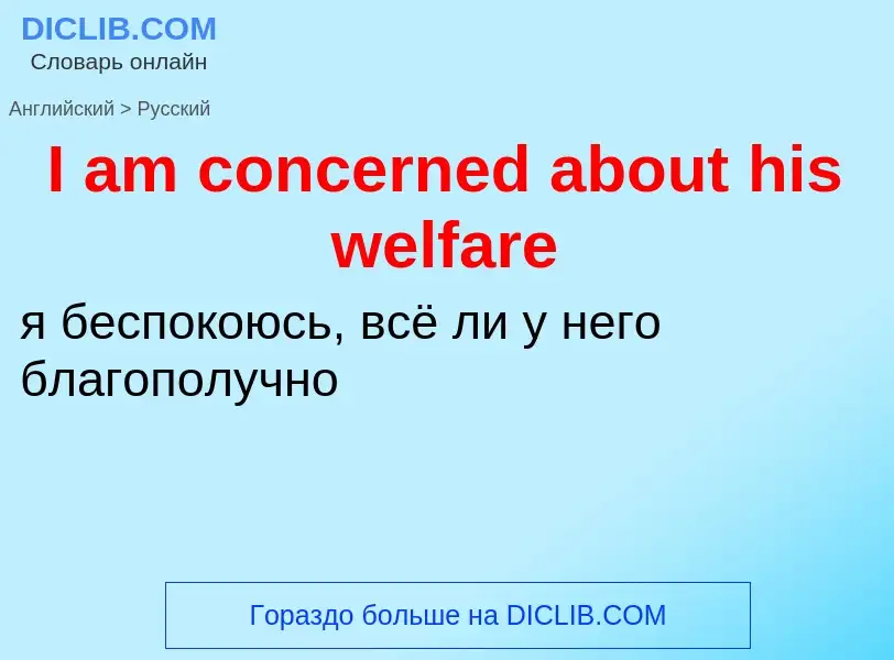 Vertaling van &#39I am concerned about his welfare&#39 naar Russisch