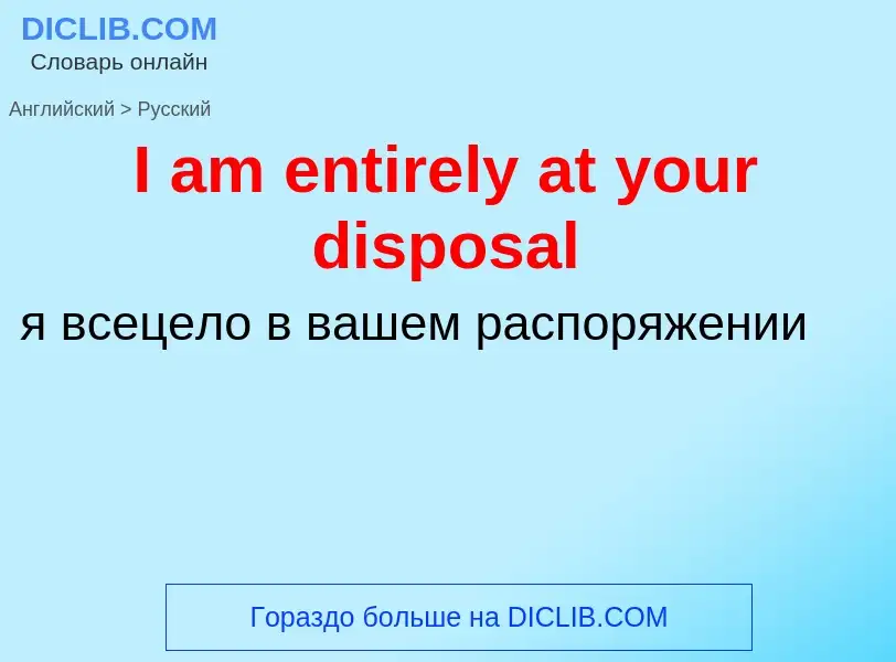 Vertaling van &#39I am entirely at your disposal&#39 naar Russisch