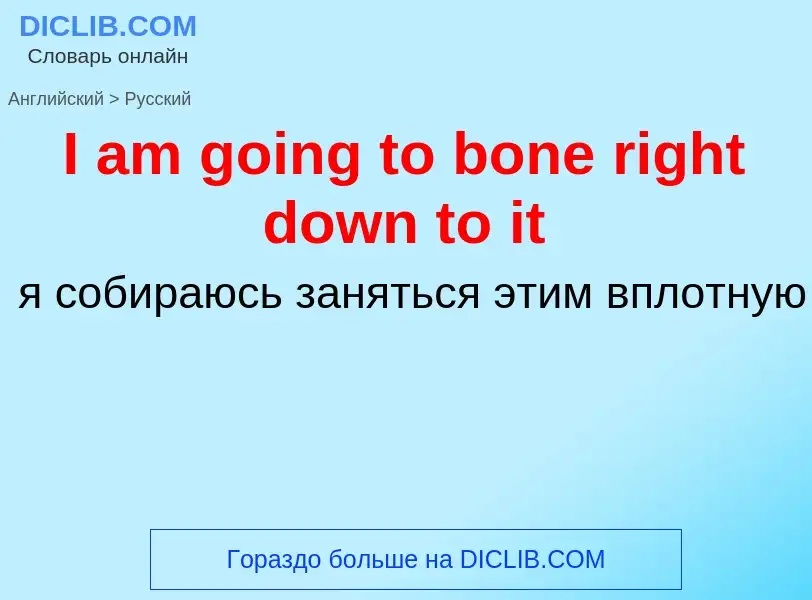 Vertaling van &#39I am going to bone right down to it&#39 naar Russisch