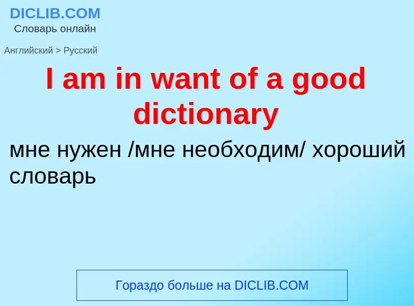 Traduzione di &#39I am in want of a good dictionary&#39 in Russo