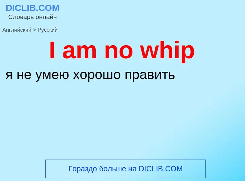 Vertaling van &#39I am no whip&#39 naar Russisch