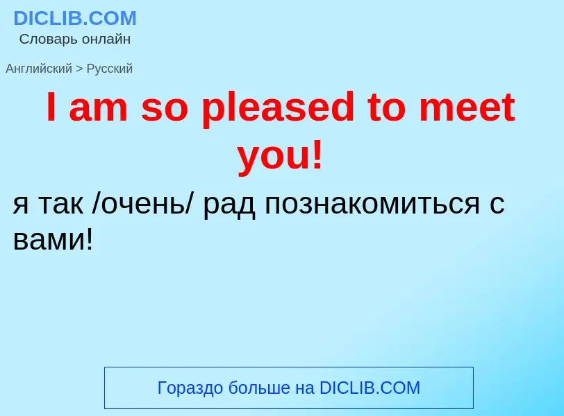 Vertaling van &#39I am so pleased to meet you!&#39 naar Russisch