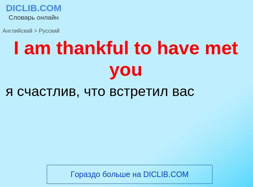 Как переводится I am thankful to have met you на Русский язык