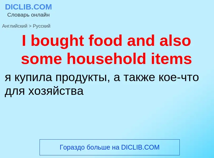 Vertaling van &#39I bought food and also some household items&#39 naar Russisch