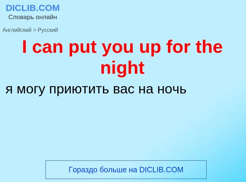 Vertaling van &#39I can put you up for the night&#39 naar Russisch