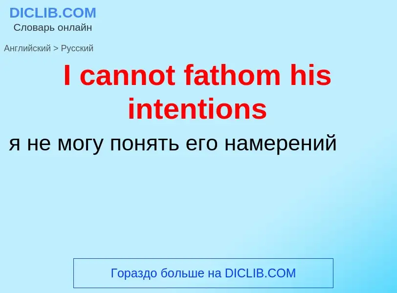 ¿Cómo se dice I cannot fathom his intentions en Ruso? Traducción de &#39I cannot fathom his intentio