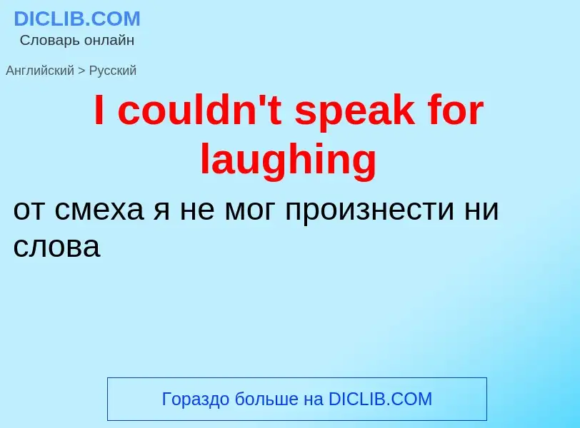 Как переводится I couldn't speak for laughing на Русский язык