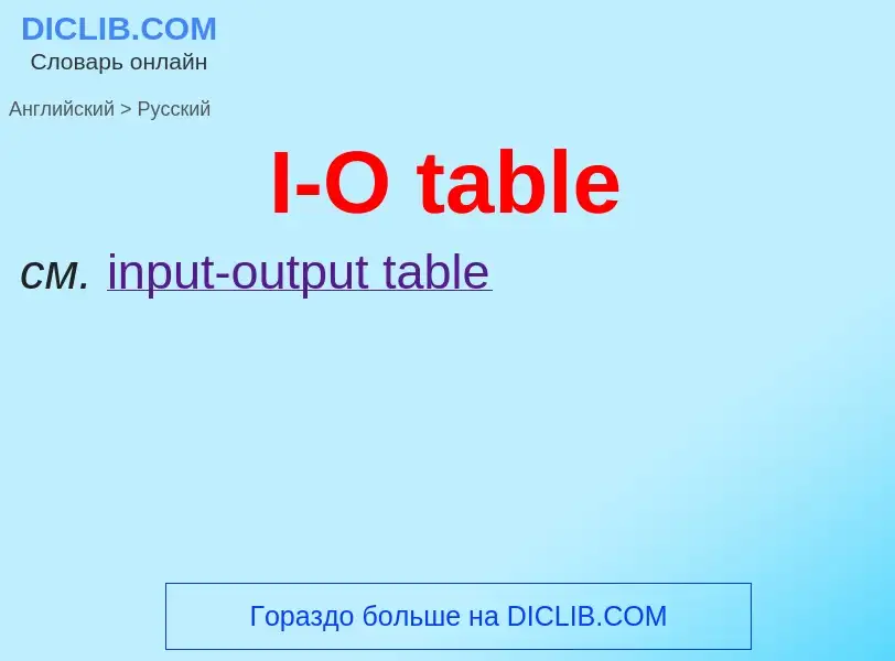 Как переводится I-O table на Русский язык