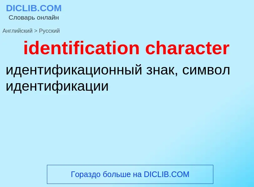 Как переводится identification character на Русский язык