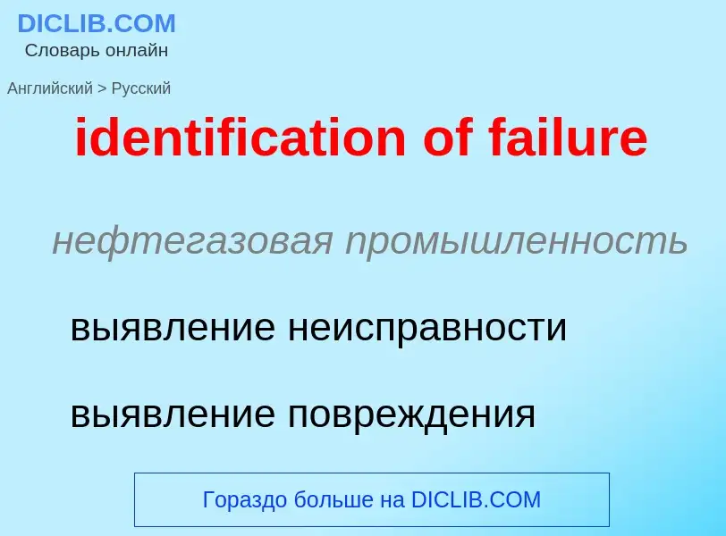 What is the Russian for identification of failure? Translation of &#39identification of failure&#39 