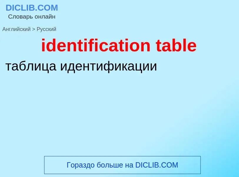 Как переводится identification table на Русский язык