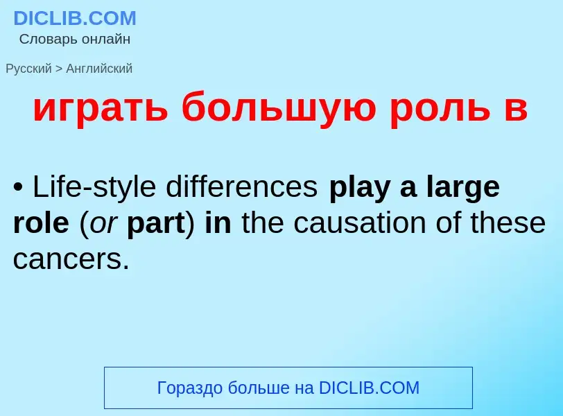 ¿Cómo se dice играть большую роль в en Inglés? Traducción de &#39играть большую роль в&#39 al Inglés