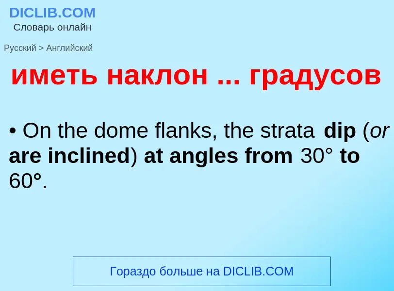 Μετάφραση του &#39иметь наклон ... градусов&#39 σε Αγγλικά