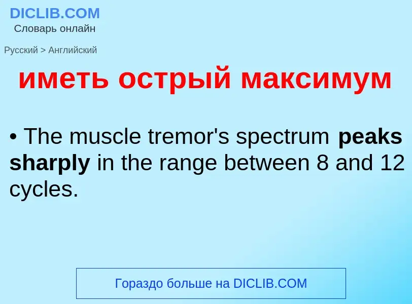Μετάφραση του &#39иметь острый максимум&#39 σε Αγγλικά