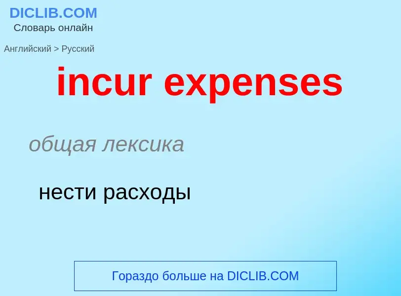 Как переводится incur expenses на Русский язык