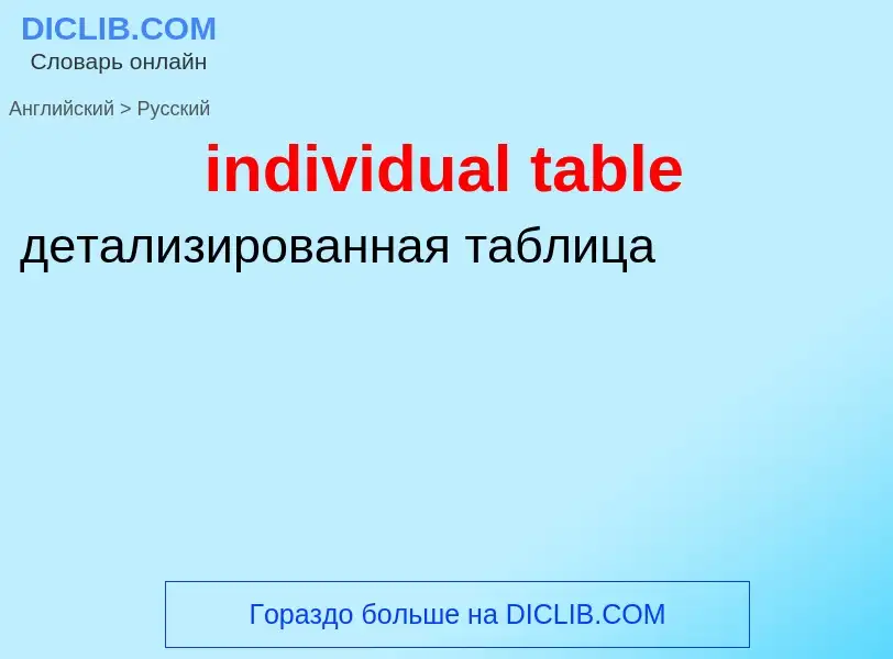 Как переводится individual table на Русский язык