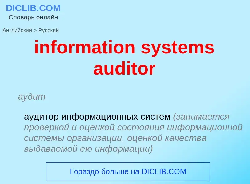 What is the Russian for information systems auditor? Translation of &#39information systems auditor&