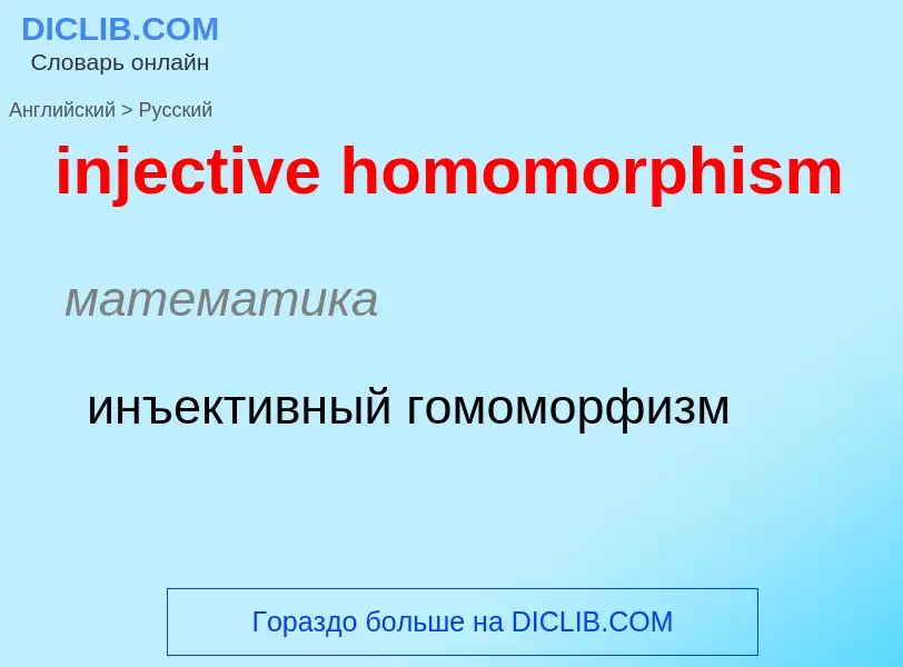 Como se diz injective homomorphism em Russo? Tradução de &#39injective homomorphism&#39 em Russo