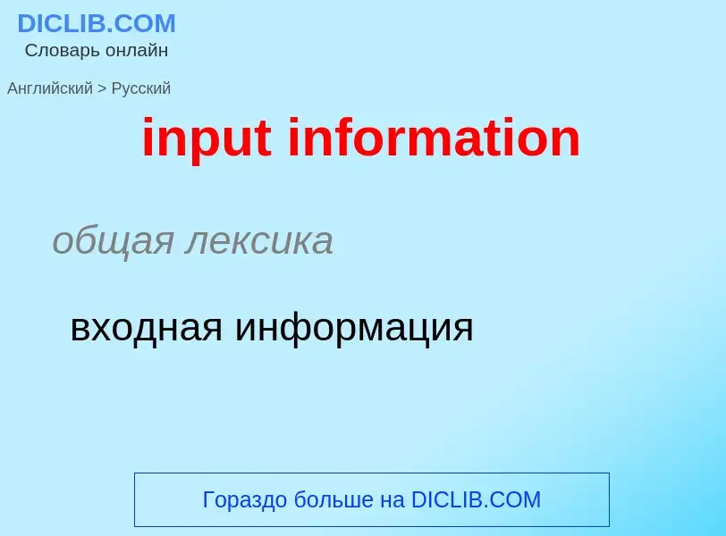 Как переводится input information на Русский язык