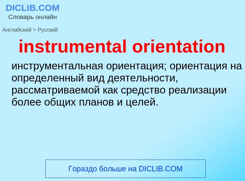 Как переводится instrumental orientation на Русский язык