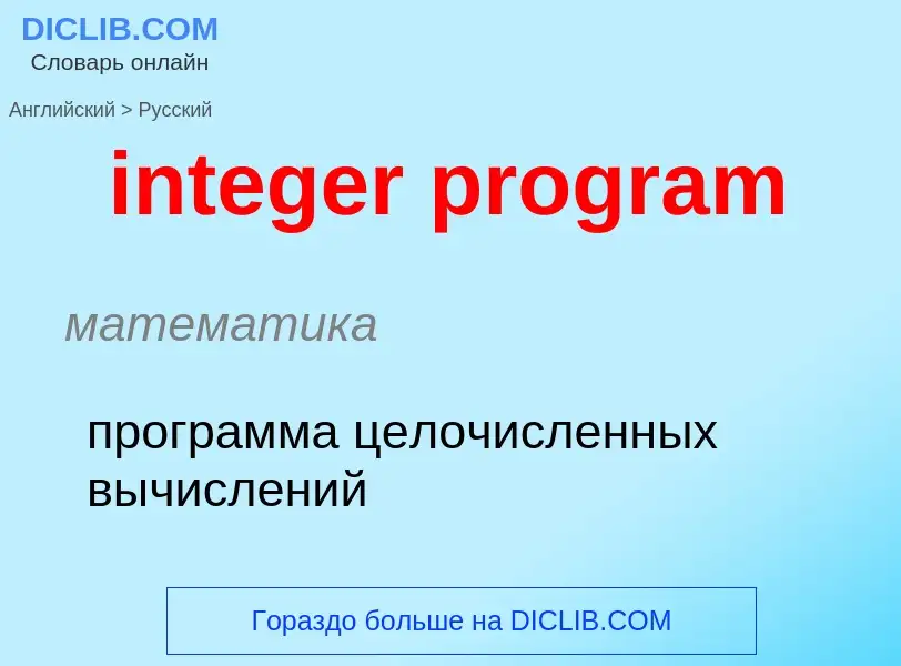 Vertaling van &#39integer program&#39 naar Russisch