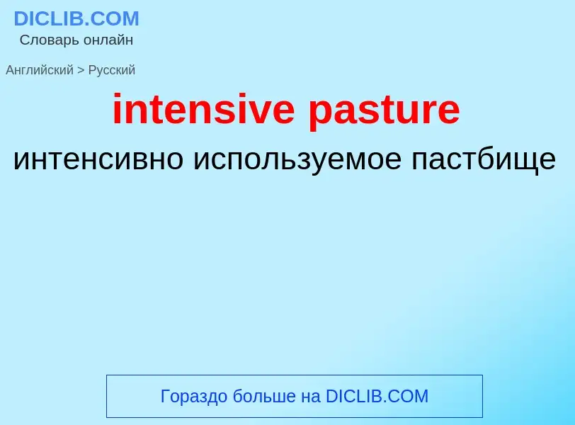 Как переводится intensive pasture на Русский язык