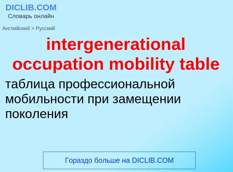 Как переводится intergenerational occupation mobility table на Русский язык