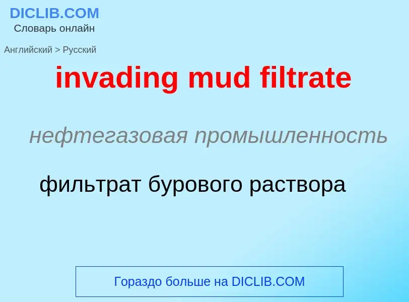 Como se diz invading mud filtrate em Russo? Tradução de &#39invading mud filtrate&#39 em Russo