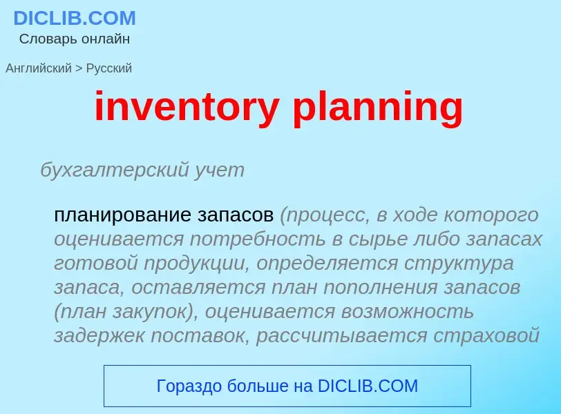 Как переводится inventory planning на Русский язык