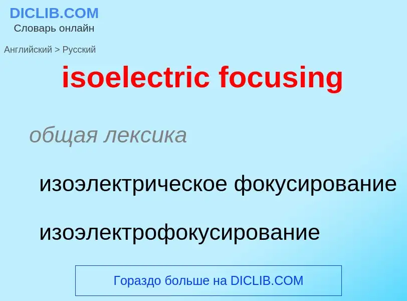 ¿Cómo se dice isoelectric focusing en Ruso? Traducción de &#39isoelectric focusing&#39 al Ruso