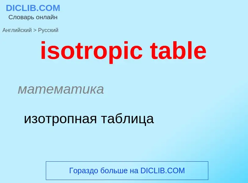 Как переводится isotropic table на Русский язык