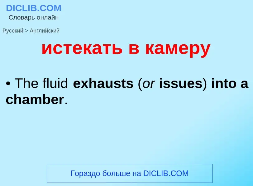 Como se diz истекать в камеру em Inglês? Tradução de &#39истекать в камеру&#39 em Inglês