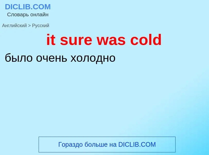 Vertaling van &#39it sure was cold&#39 naar Russisch