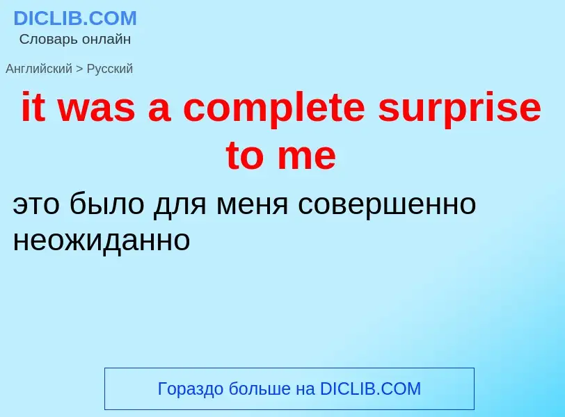 Vertaling van &#39it was a complete surprise to me&#39 naar Russisch