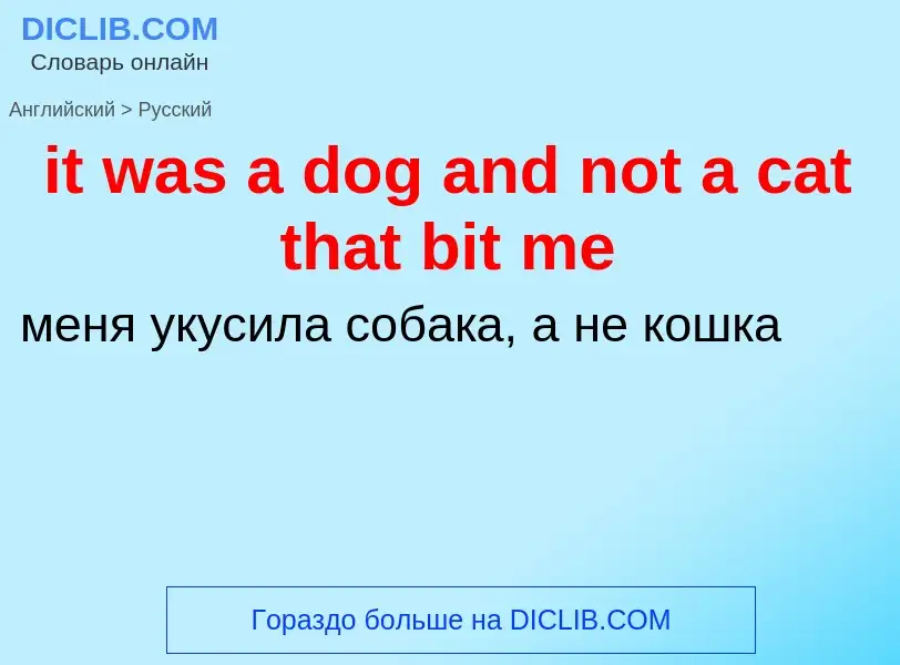 Vertaling van &#39it was a dog and not a cat that bit me&#39 naar Russisch