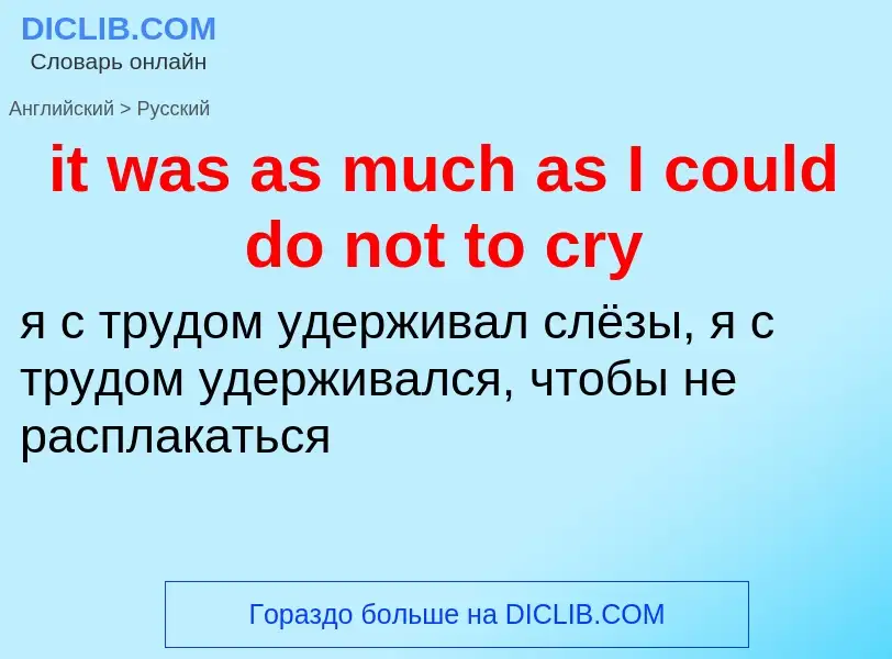 Vertaling van &#39it was as much as I could do not to cry&#39 naar Russisch