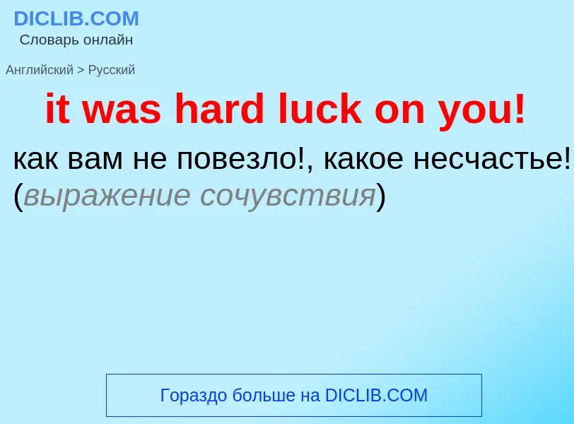 Vertaling van &#39it was hard luck on you!&#39 naar Russisch