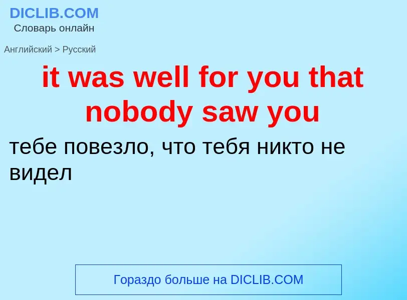 Vertaling van &#39it was well for you that nobody saw you&#39 naar Russisch