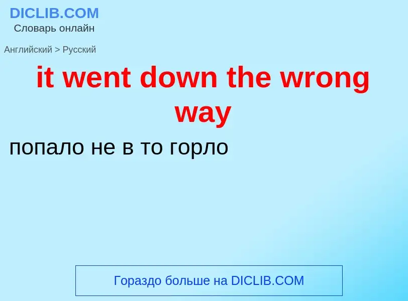 Vertaling van &#39it went down the wrong way&#39 naar Russisch