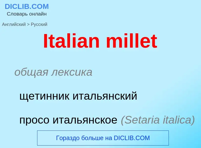 ¿Cómo se dice Italian millet en Ruso? Traducción de &#39Italian millet&#39 al Ruso