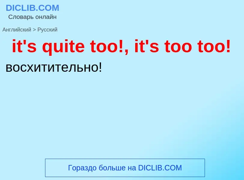 Vertaling van &#39it's quite too!, it's too too!&#39 naar Russisch