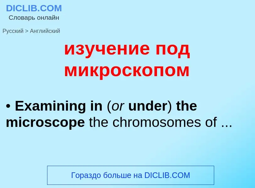 Μετάφραση του &#39изучение под микроскопом&#39 σε Αγγλικά