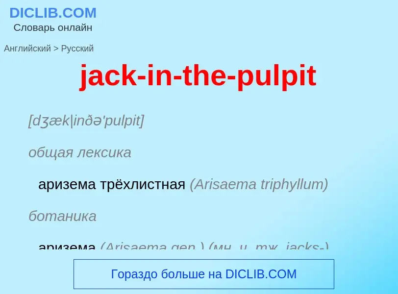 ¿Cómo se dice jack-in-the-pulpit en Ruso? Traducción de &#39jack-in-the-pulpit&#39 al Ruso