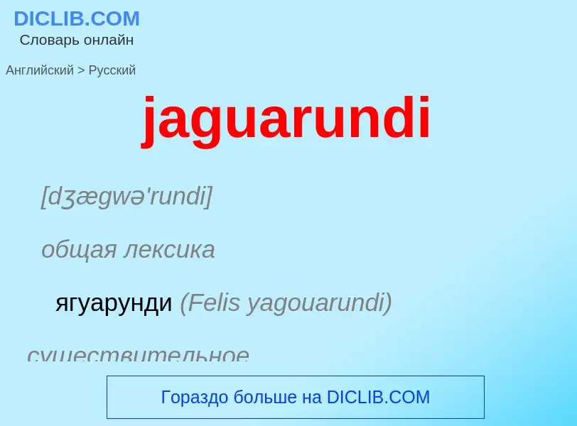 ¿Cómo se dice jaguarundi en Ruso? Traducción de &#39jaguarundi&#39 al Ruso