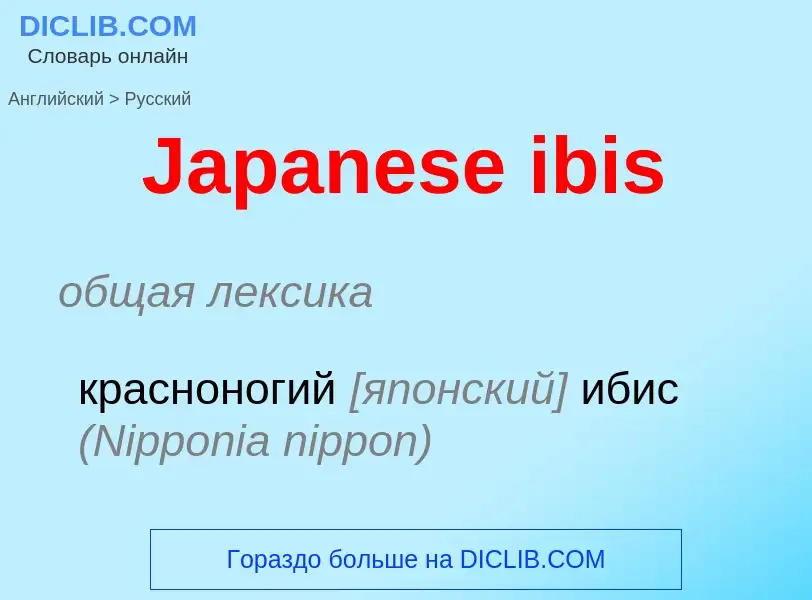 Μετάφραση του &#39Japanese ibis&#39 σε Ρωσικά