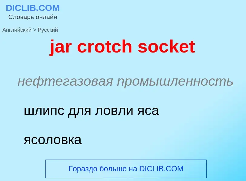 ¿Cómo se dice jar crotch socket en Ruso? Traducción de &#39jar crotch socket&#39 al Ruso