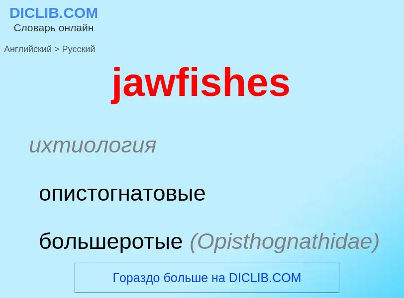 ¿Cómo se dice jawfishes en Ruso? Traducción de &#39jawfishes&#39 al Ruso