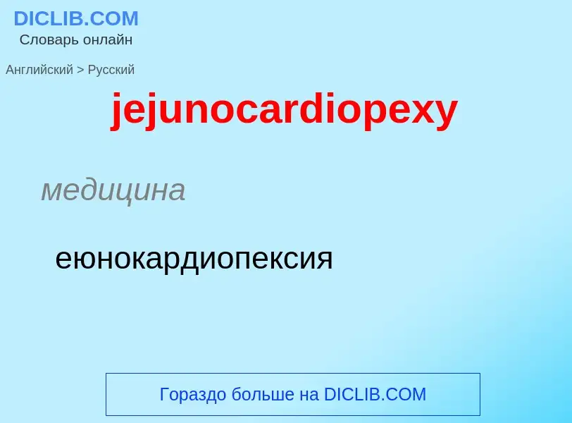 What is the Russian for jejunocardiopexy? Translation of &#39jejunocardiopexy&#39 to Russian